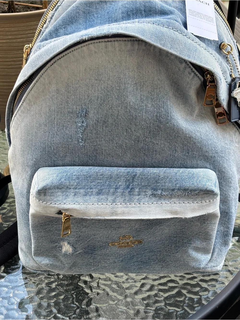 Coach Jean Taylor Backpack In Loved Denim